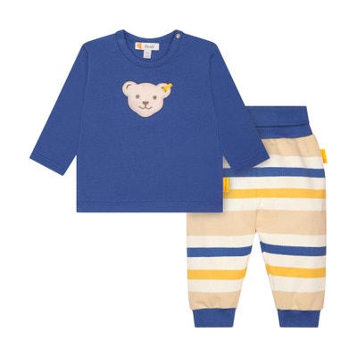 Set Hose + T-Shirt langarm, mittelblau für Jungs