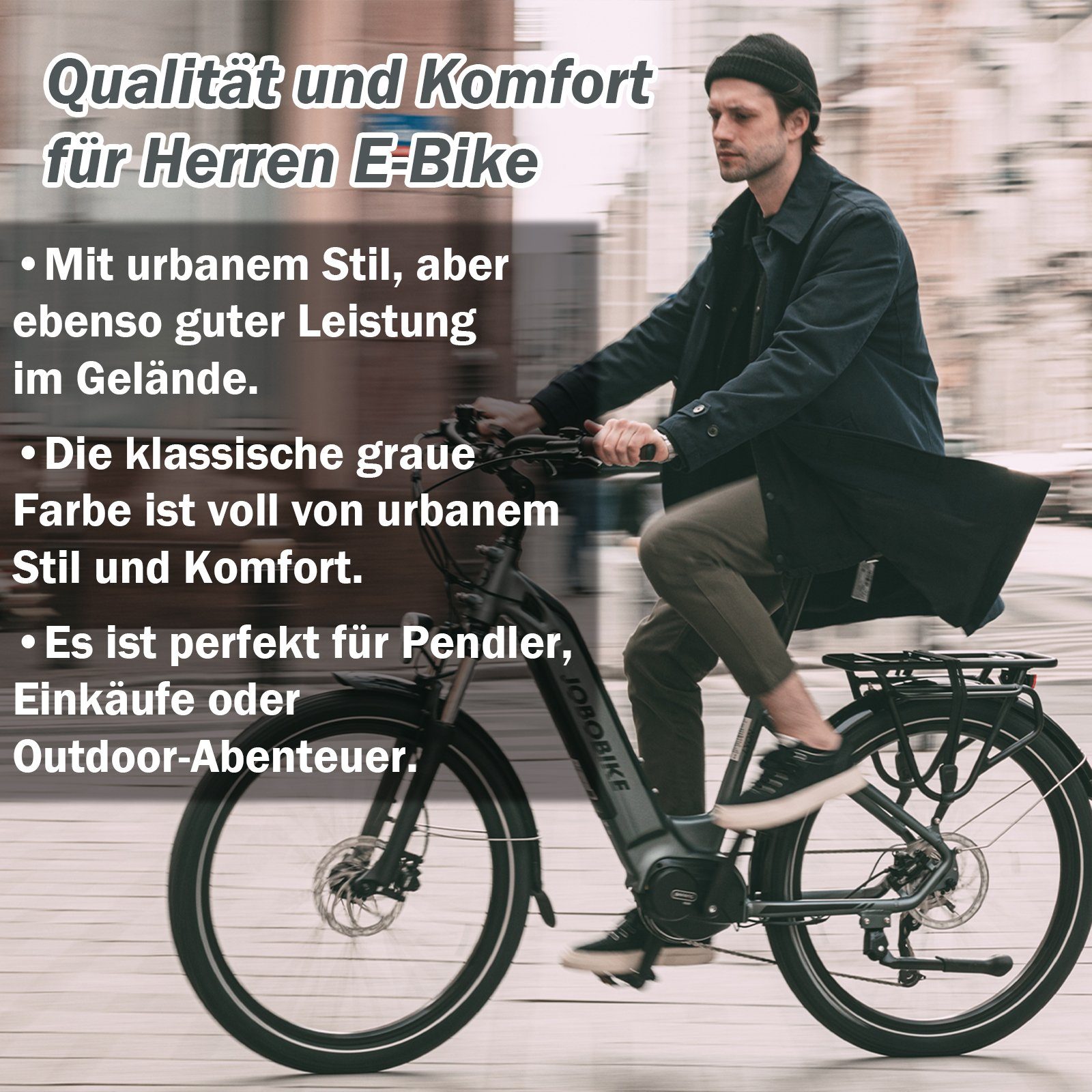 JOBOBIKE E-Bike F45 ebike sale Elektrofahrrad Damen Herren 26'' E-Cityrad, 7 Gang Shimano Shimano Schaltwerk, Kettenschaltung, Mittelmotor, 504,00 Wh Akku, (Set, mit Akku-Ladegerat, mit Werkzeug)