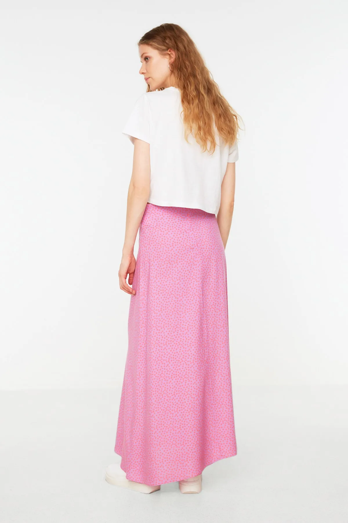 Trendyol Modest  Fliederfarbener, gepunkteter, ausgestellter Webrock TCTSS22EE0006