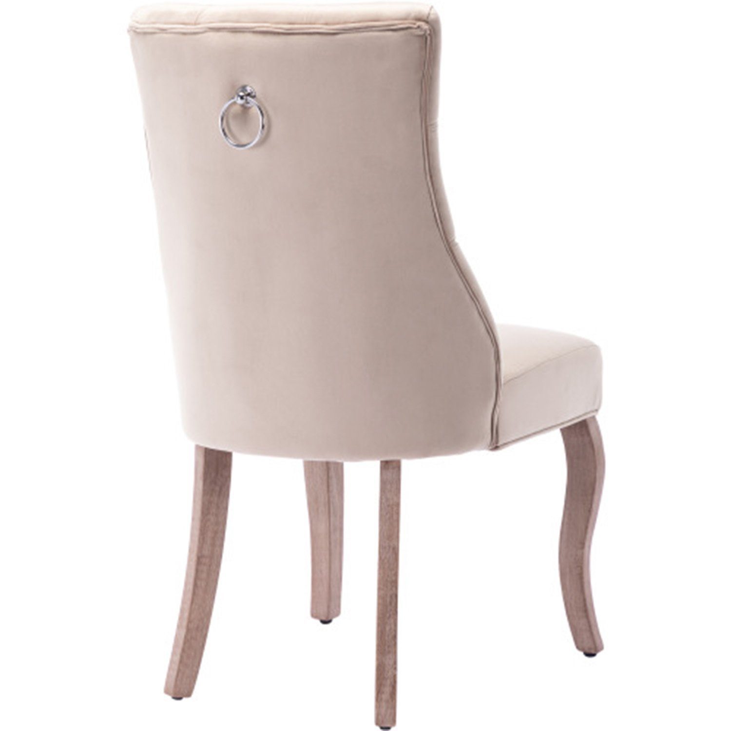 YANN 4-Fußstuhl 4-Fußstuhl, Stuhl Beige Samt Esszimmerstuhl,hohe Rückenlehne (4 St), mit Knopfsteppung, Gestell aus Massivholz, Beige(Set, 4 St)