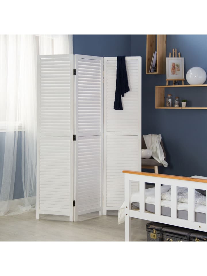 Homestyle4u 3-tlg. Paravent in Weiß 120x170 günstig kaufen onesize