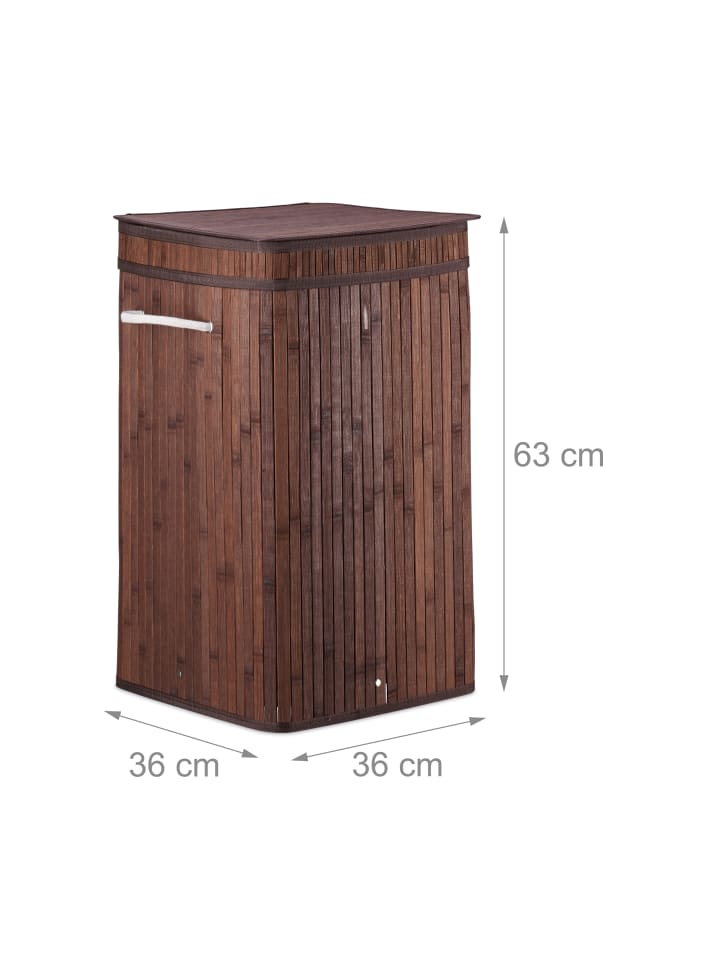relaxdays Wäschekorb in Braun - (B)36 x (H)63 x (T)36 cm günstig kaufen onesize