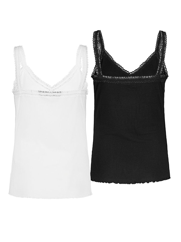 Fresh Made 2er-Set: Tops in Schwarz/ Weiß günstig kaufen