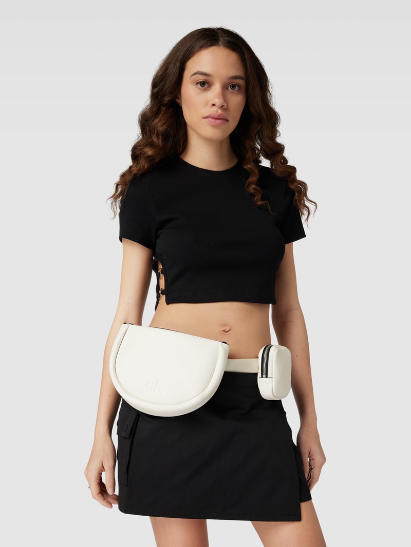 Bauchtasche mit Logo-Detail Modell 'CONNECTED' in weiss