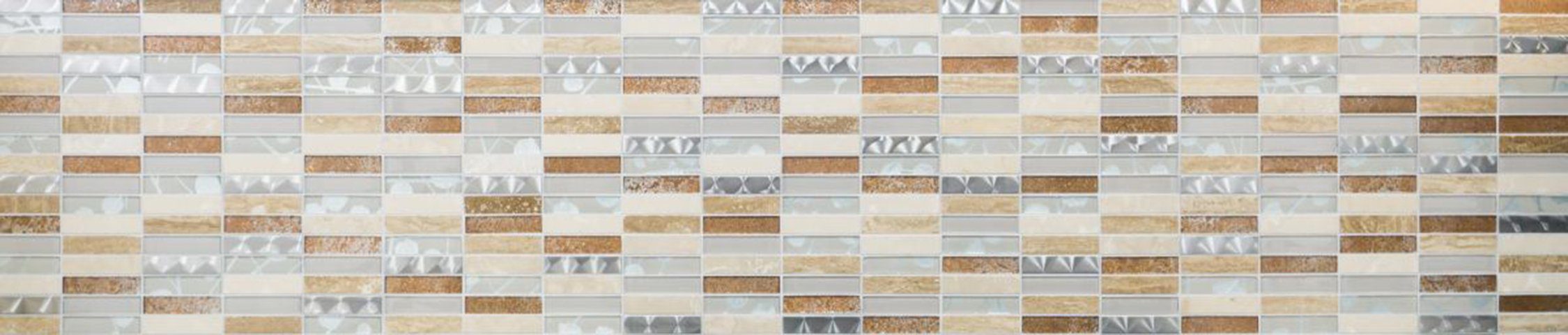 Mosani Mosaikfliesen Glasmosaik Naturstein Edelstahl Mosaik beige glänzend / 10 Matten