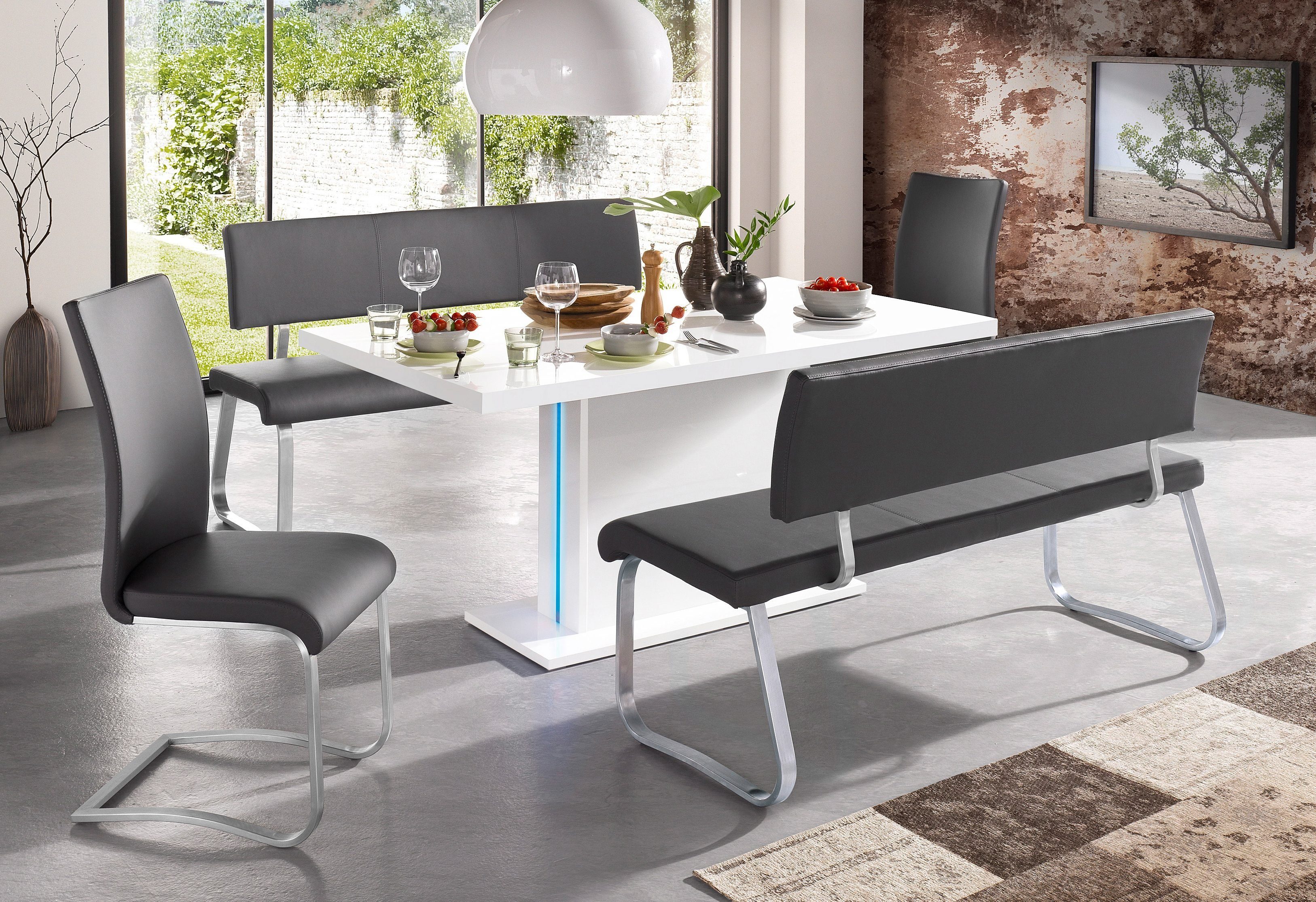 MCA furniture Freischwinger Arco (Set, 2 St), Stuhl mit Echtlederbezug, belastbar bis 130 Kg