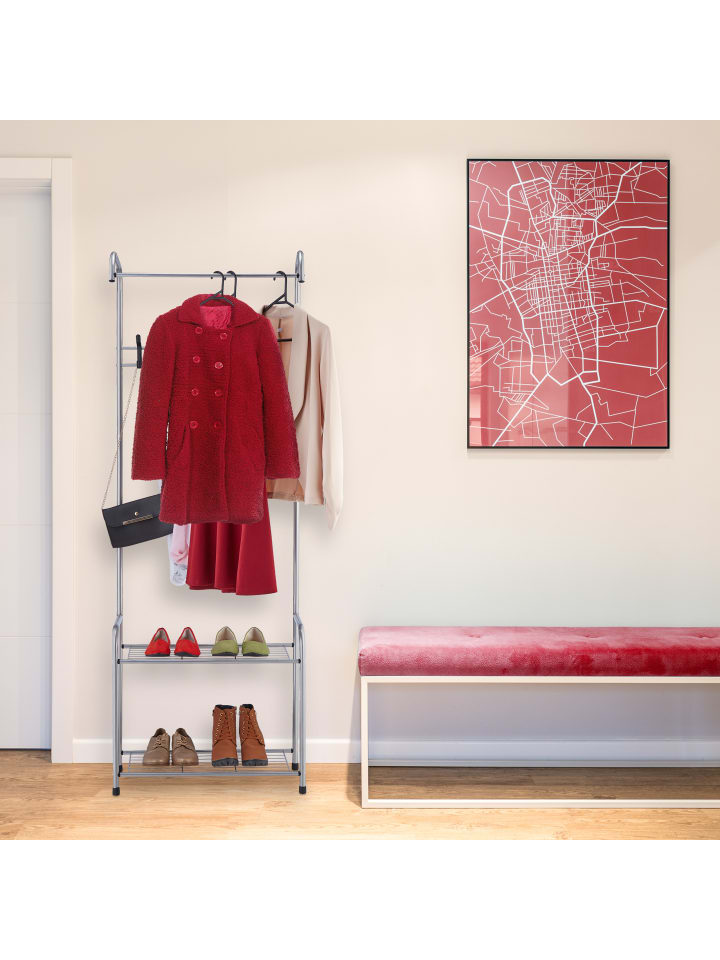relaxdays Garderobe in Grau - (B)60 x (H)173 x (T)31 cm günstig kaufen onesize