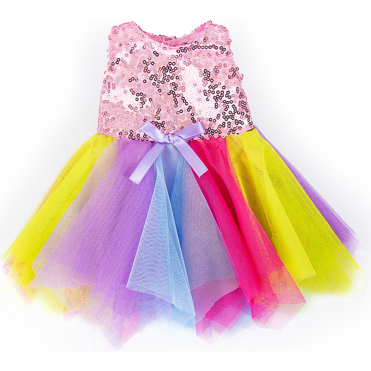 Pailletten-Kleid für Puppen 40-46 cm, rosa/gelb