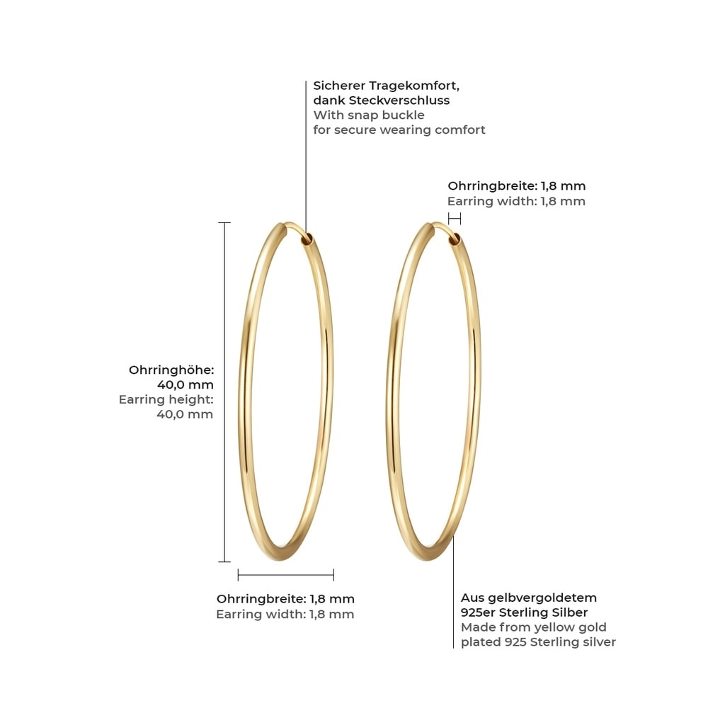 Rafaela Donata Créoles en argent Argent sterling en Or jaune Boucles d'oreilles