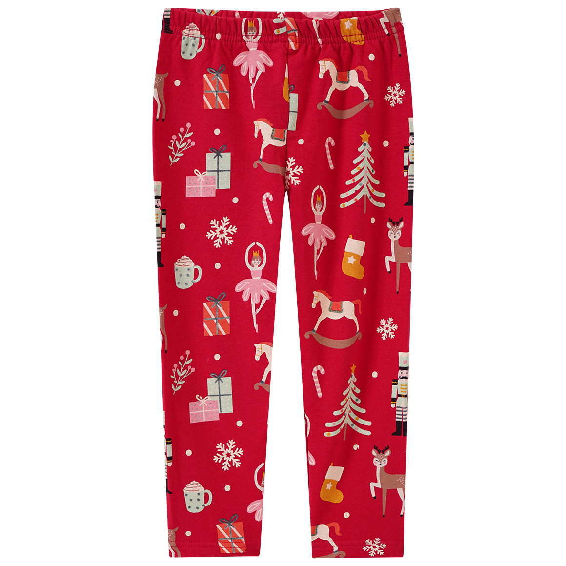Mädchen Weihnachtsleggings mit bunten Motiven rot
