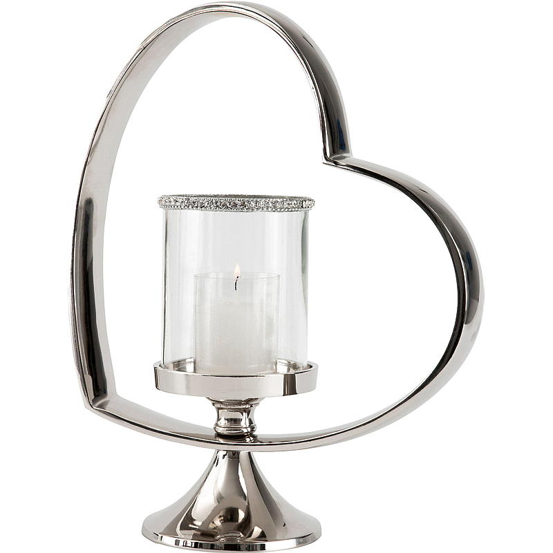 Home Lysholder Christina stål og glass, med strass
