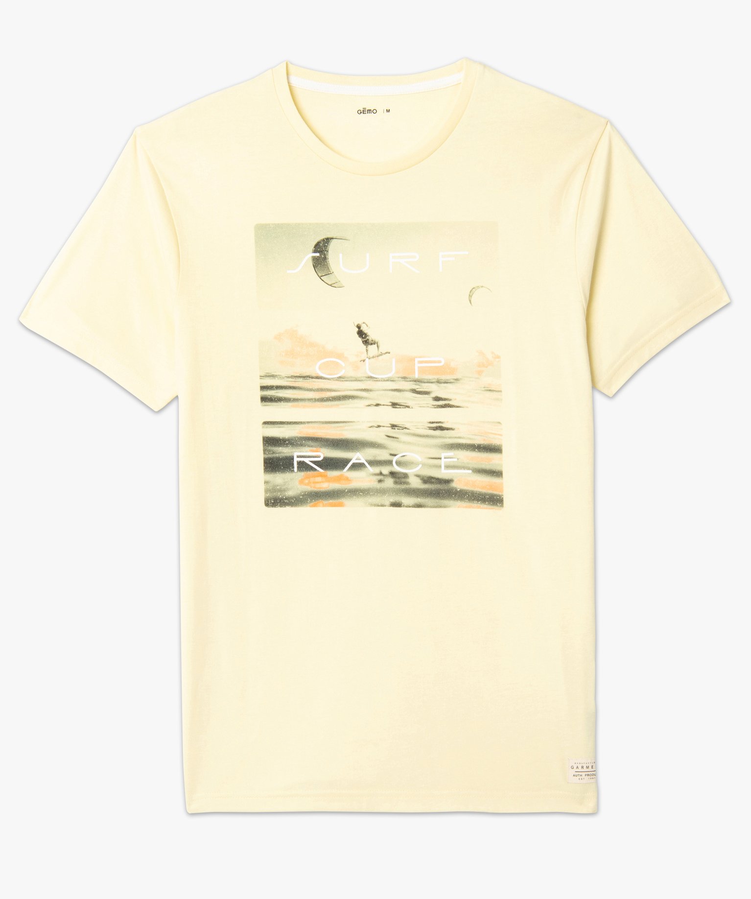 Tee-shirt homme à manches courtes motif surf jaune | GEMO