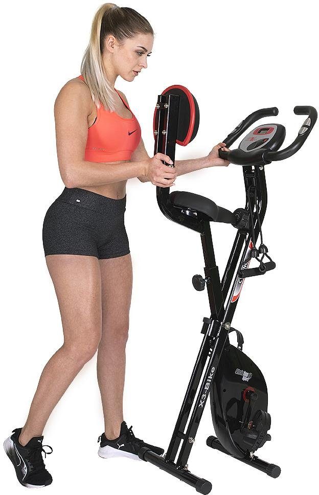 Christopeit Sport® Liege-Heimtrainer Christopeit X 3 Bike, Klappheimtrainer mit Arm- Bein Seilzug System