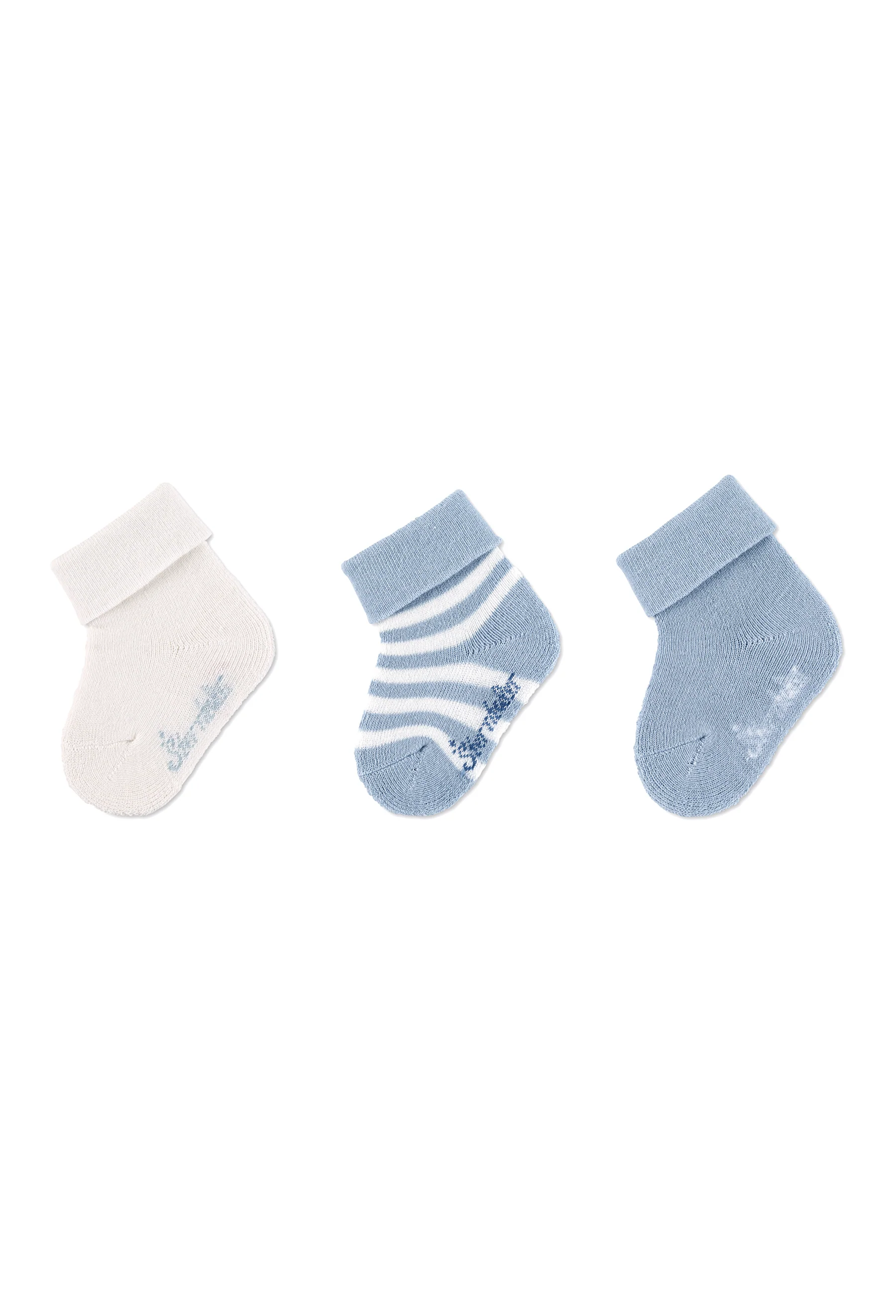 GOTS Babysocken 3er-Pack uni, Ringel und uni