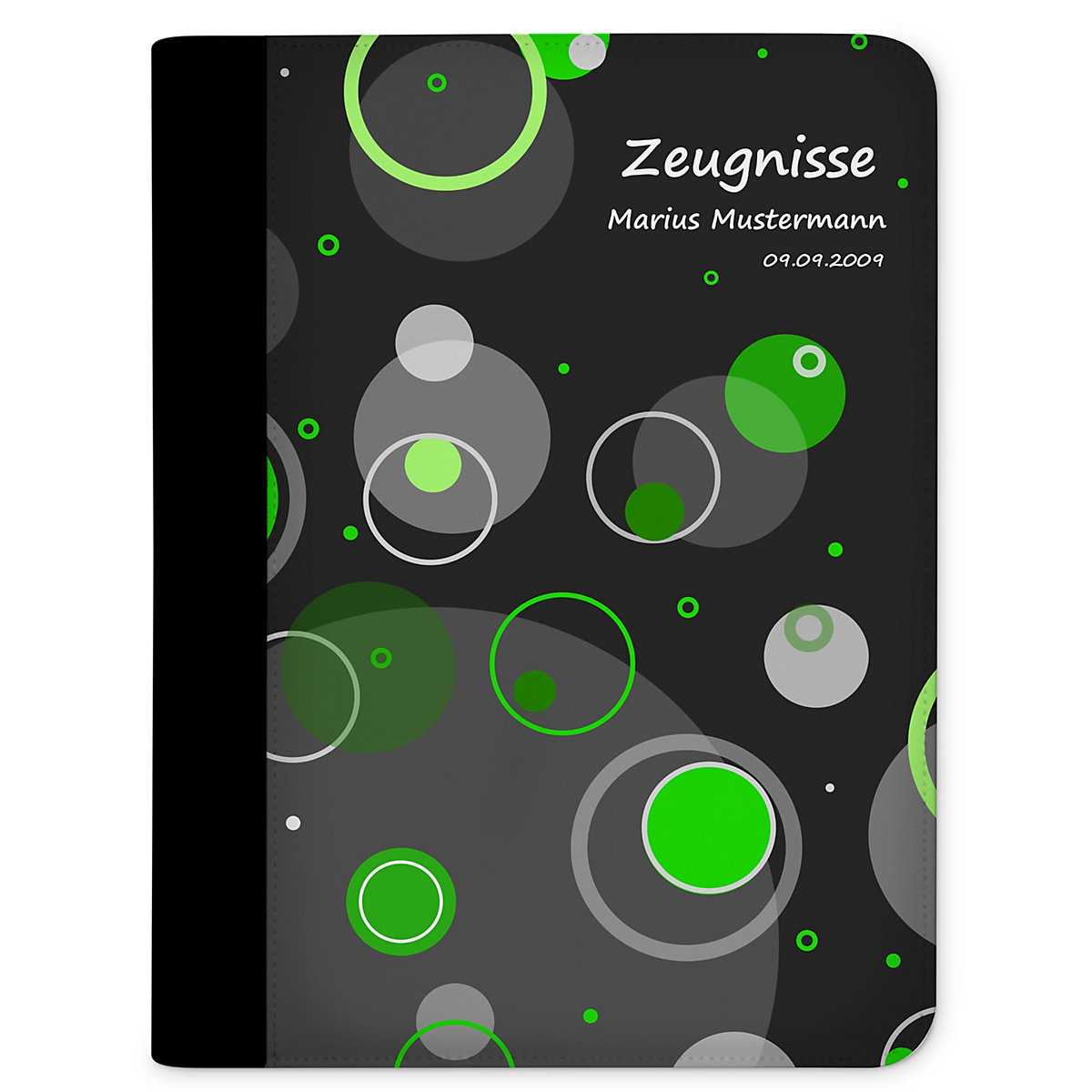 Zeugnismappe / Dokumentemappe mit Name personalisiert Kreise Grün