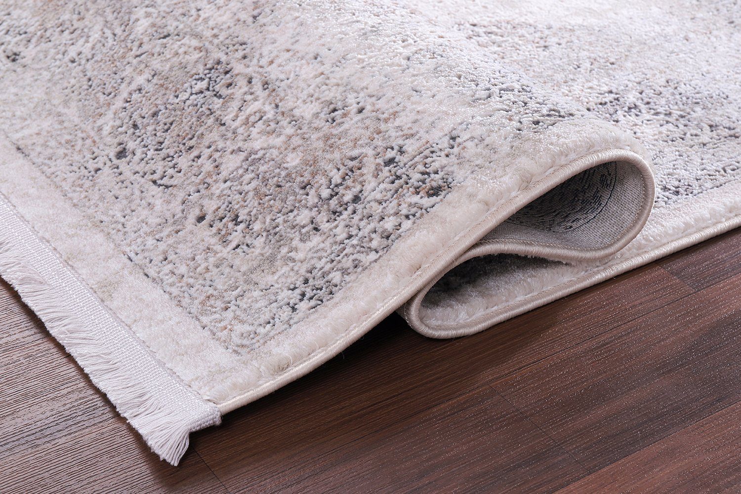 Designteppich Designer Wohnzimmer Teppich Richmond Vintage Creme Grau, Carpetilla, Rechteckig, Höhe: 10 mm, Wohnzimmer, Kurzflor, Kinderzimmer