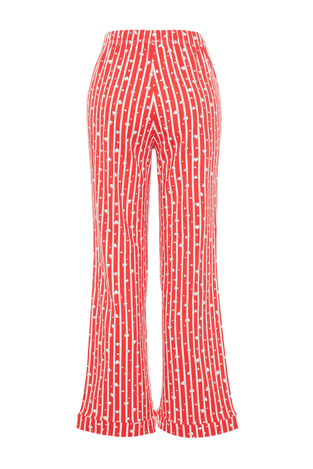 Trendyol Collection  Rote Pyjamahose aus gestreiftem Baumwollstrick THMSS23PJ00002