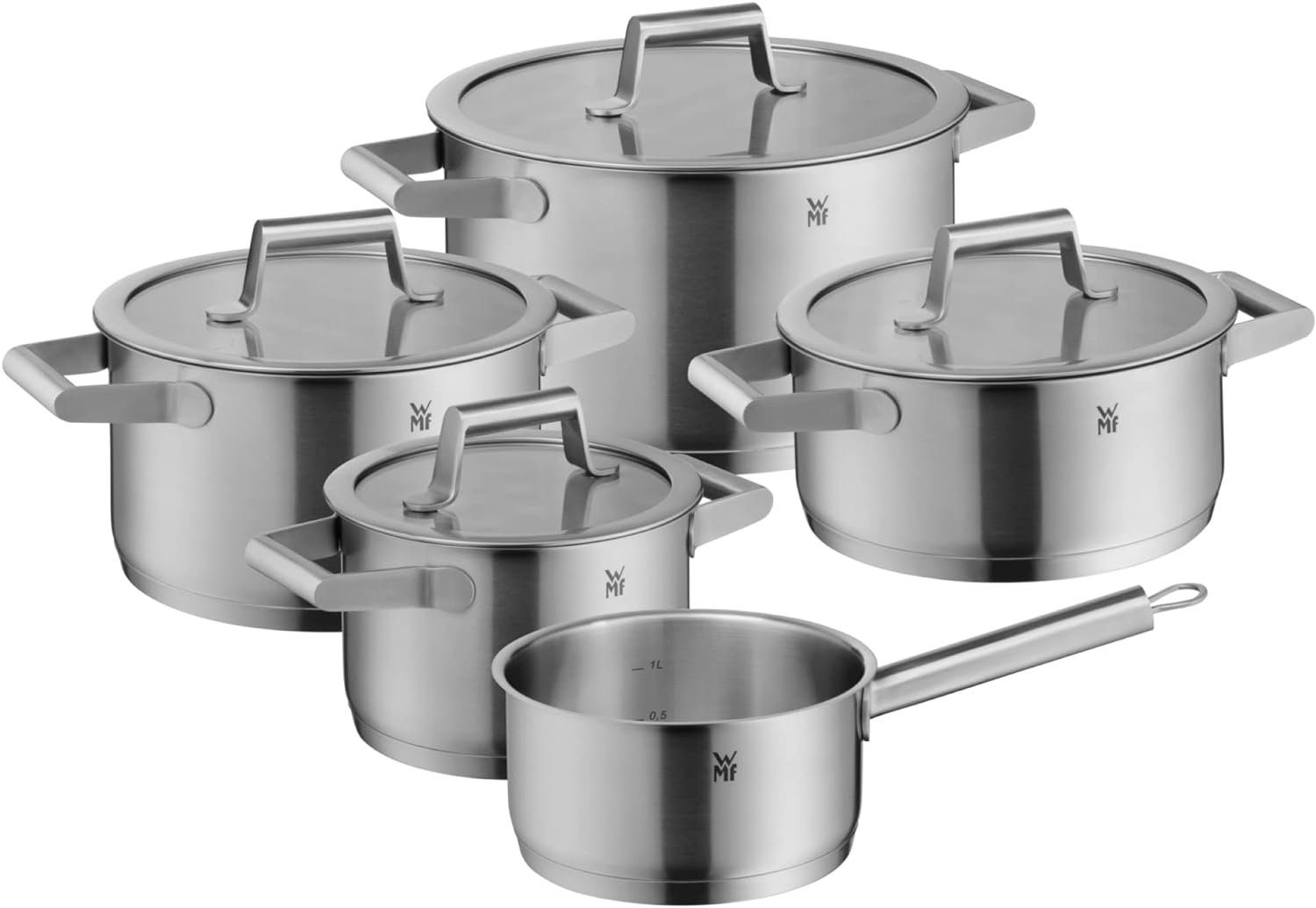 WMF Kochtopf WMF Comfort Line Topfset 5-teilig Cromargan Edelstahl mit Glasdeckel