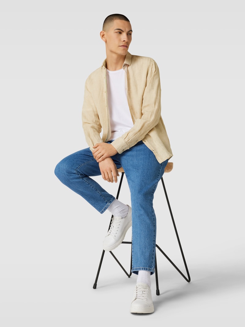 Business-Hemd mit Kentkragen in beige