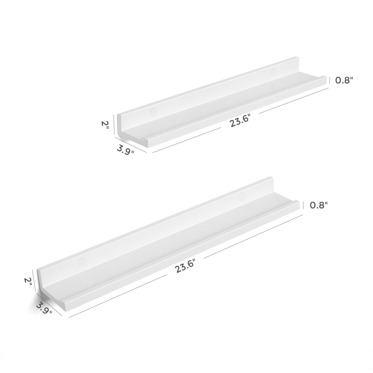Vasagle Wandregale, 2er Set, mit Hochglanzlackierung, 60 x 10 cm