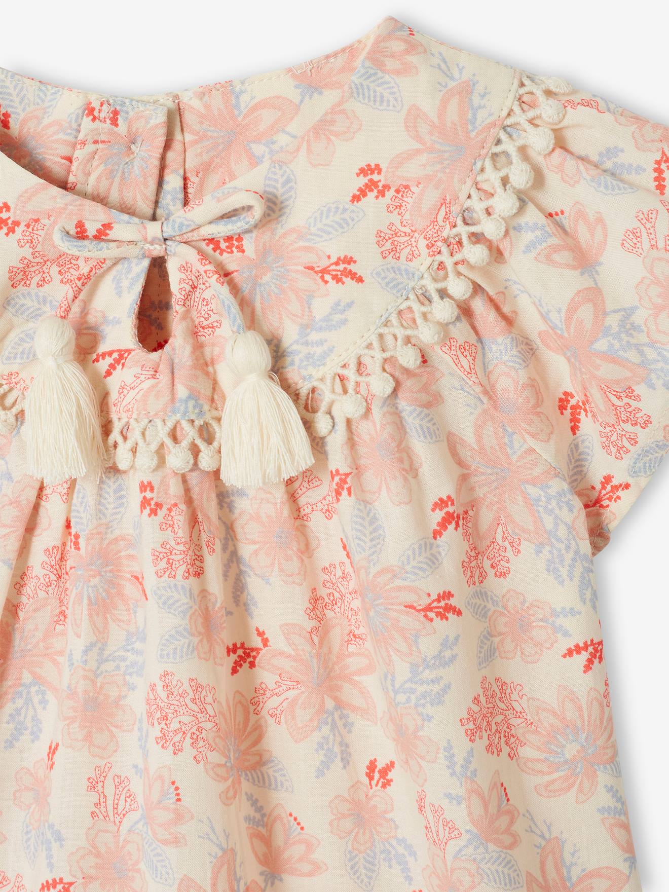 Vertbaudet Mädchen Baby Blumenkleid - wollweiß