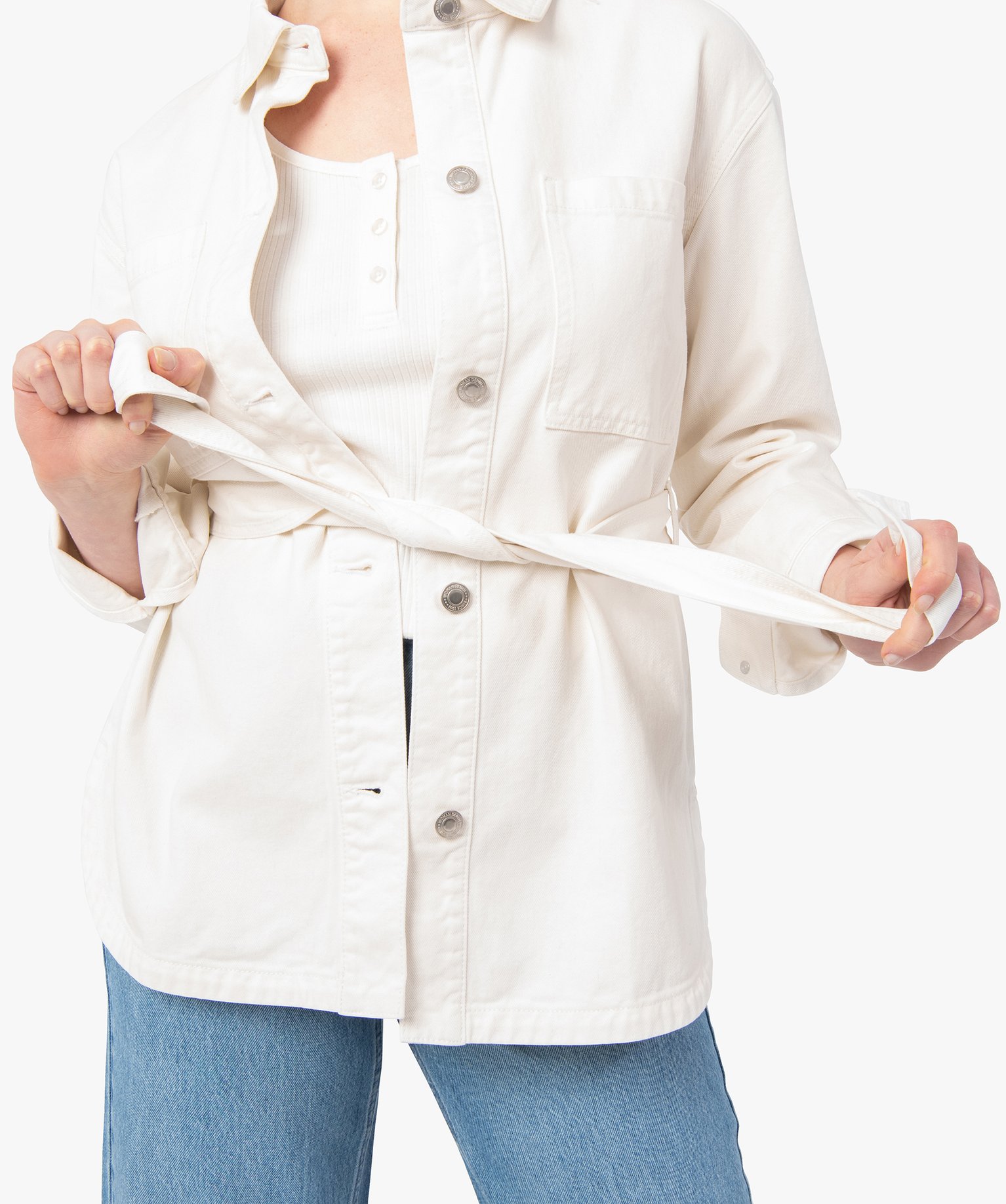 Veste femme forme chemise avec ceinture ecru | GEMO