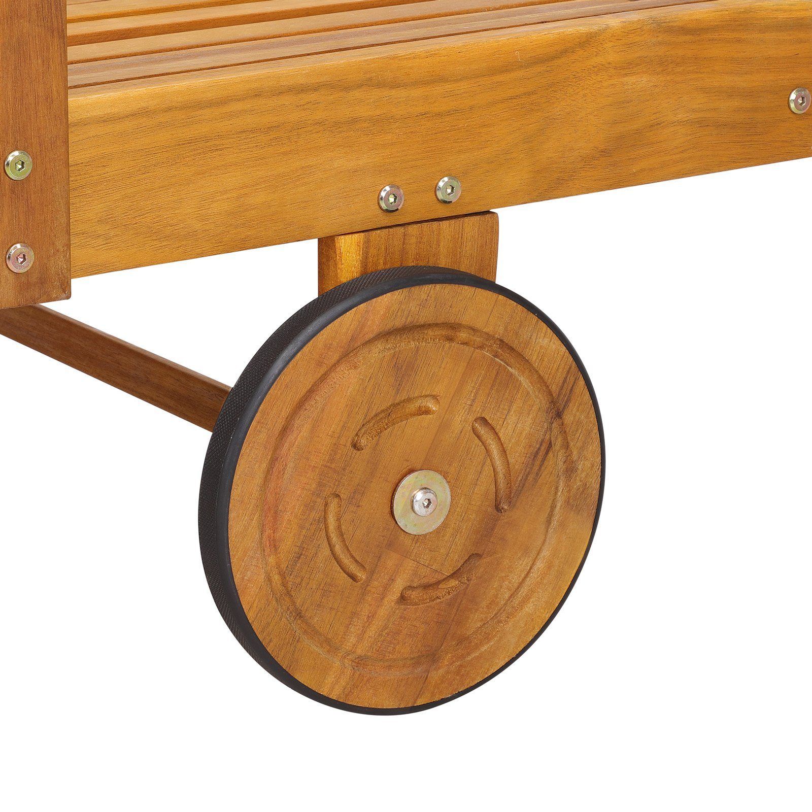 Casaria Gartenliege Braun, Akazien Holz verstellbar Tisch ausziehbar klappbar 160 kg belastbar