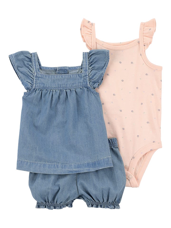 carter's 3tlg. Outfit in Blau/ Rosa günstig kaufen