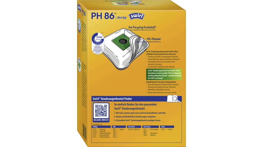Swirl® PH 86 Staubsaugerbeutel EcoPor®