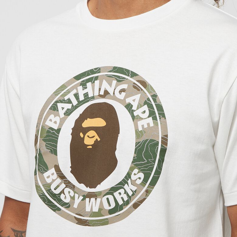 A Bathing Ape Layered Line Camo Busy Works Tee M white beige