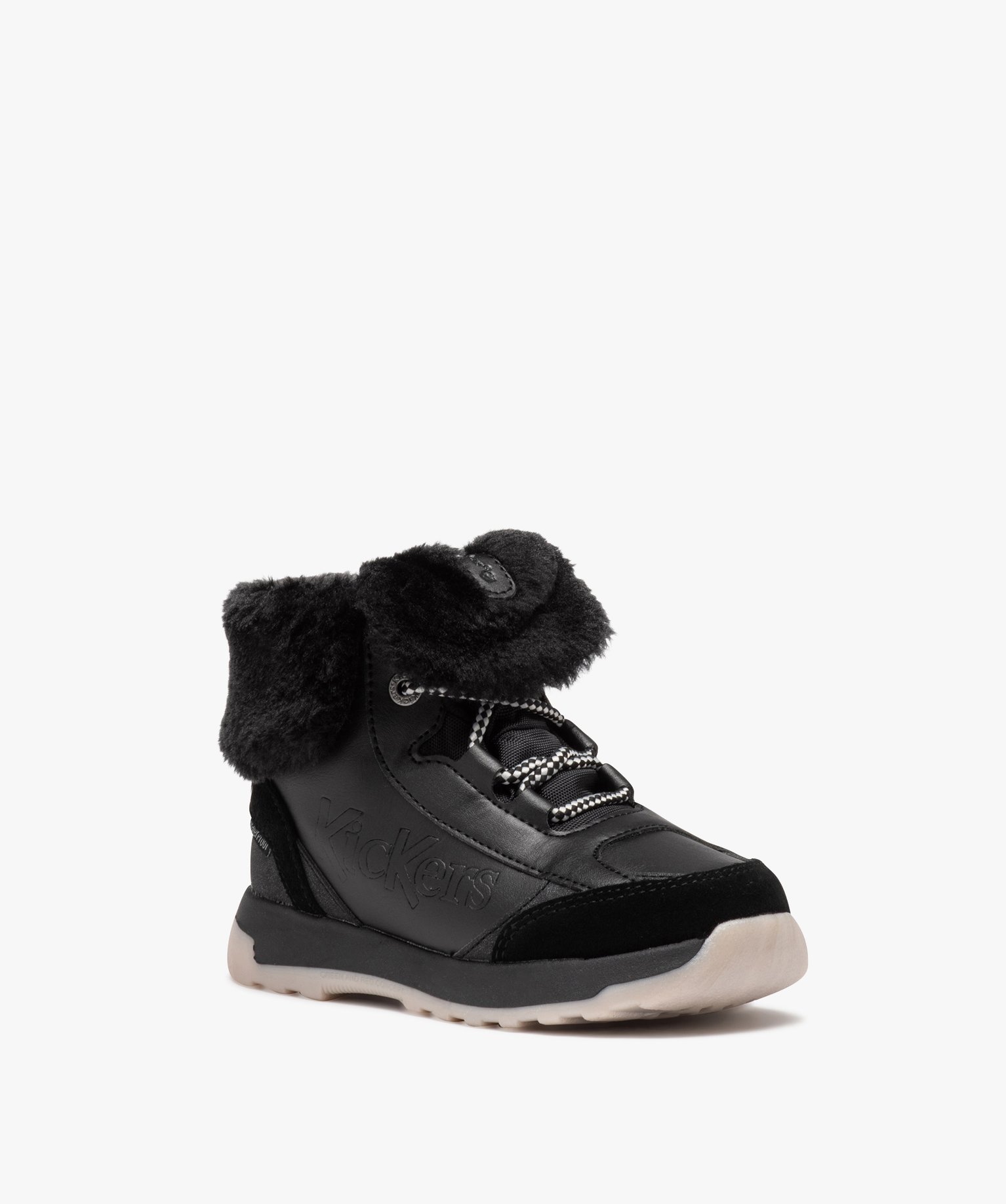 Boots fille unies à col fourré retourné - Kickers noir | GEMO