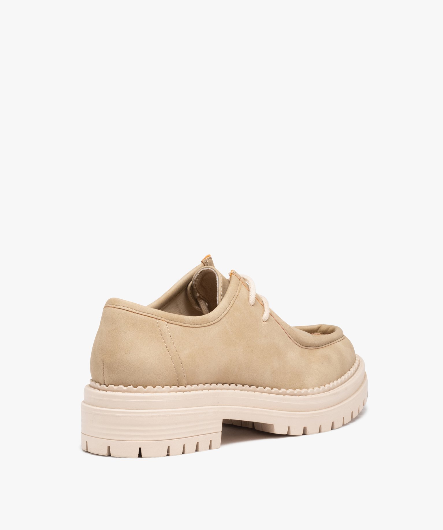 Derbies femme unis à lacets et semelle crantée beige | GEMO