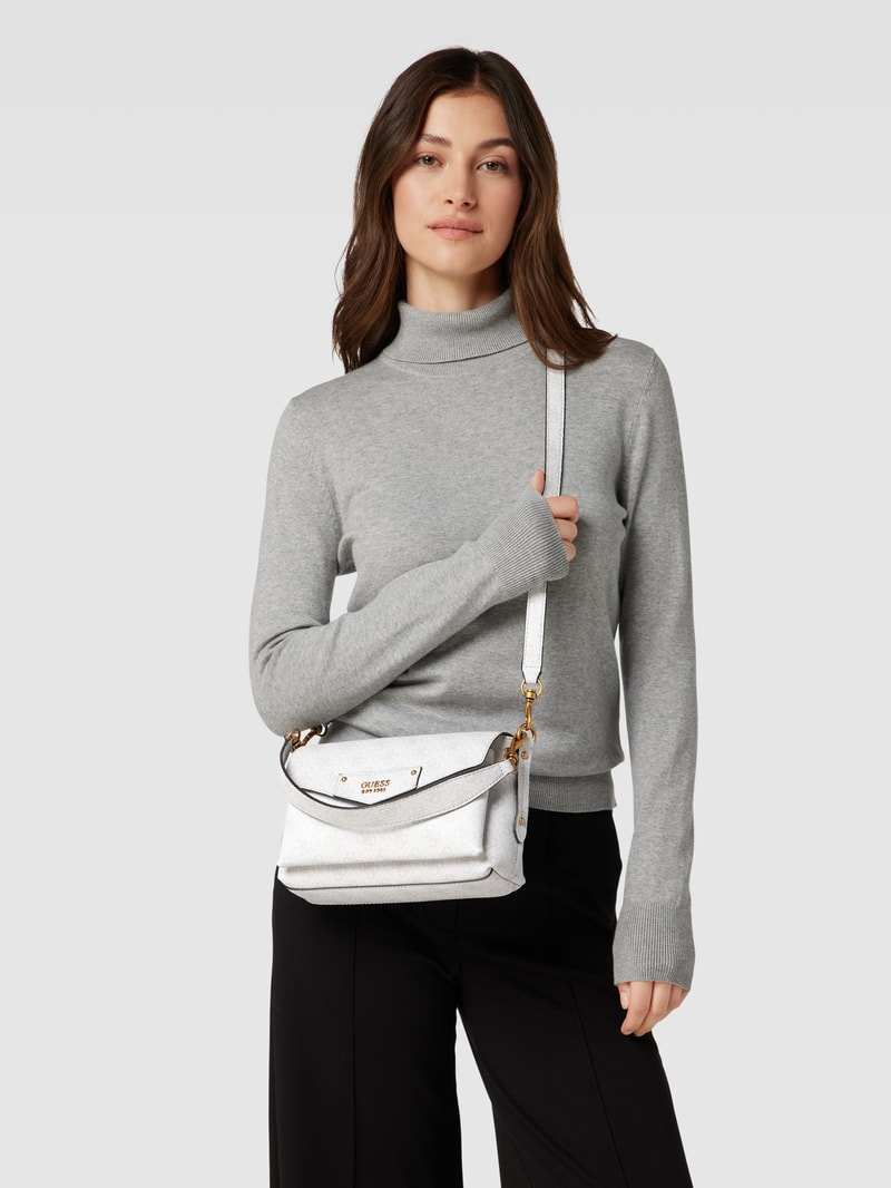 Schultertasche mit Allover-Logo Modell 'BRENTON' in graphit