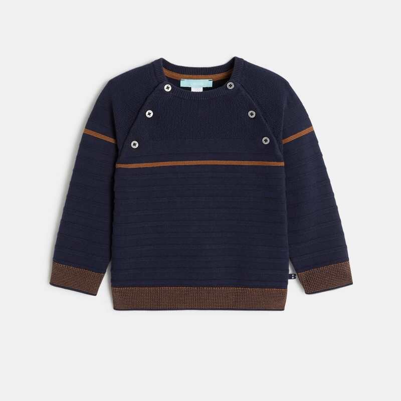 Pull rayé tricot fantaisie bleu bébé garçon