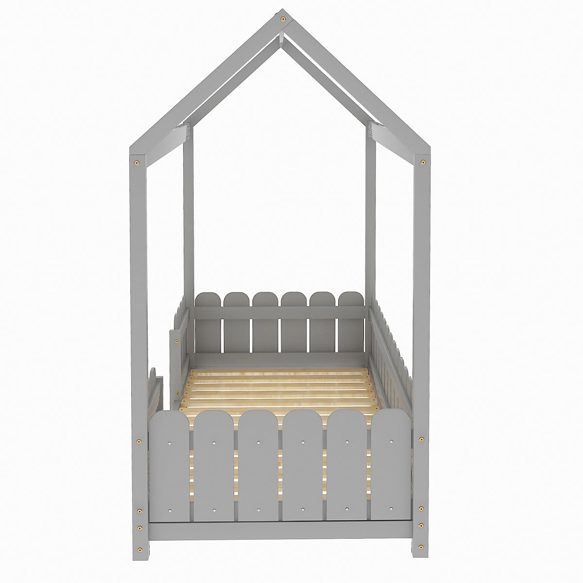 Hausbett 90x200 cm mit Rausfallschutz und Lattenrost aus Massivholz