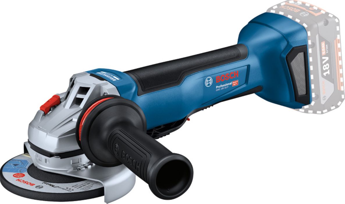„Bosch Blue 06019J4102 GWS 18-10 P“ akumuliatorinis kampinis šlifuoklis, 18 V, be akumuliatorių ir įkroviklio, 125 mm, L dėžutėje