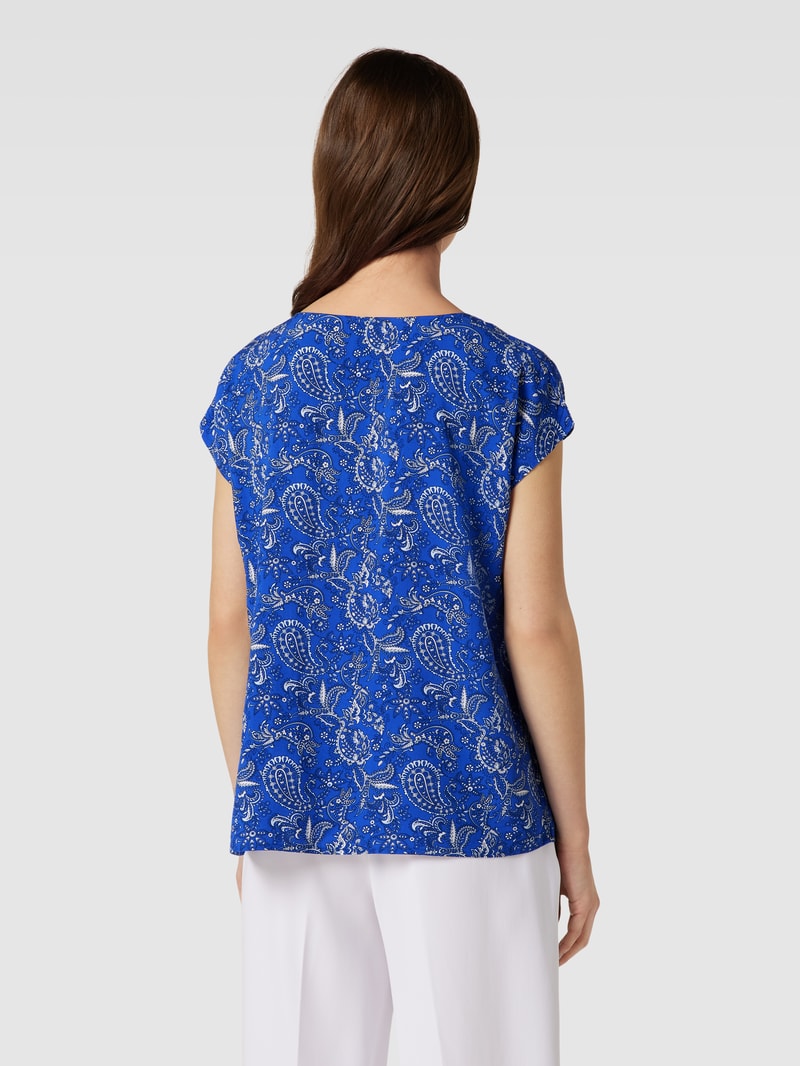Blusenshirt aus reiner Viskose mit Kellerfalte in royalblau