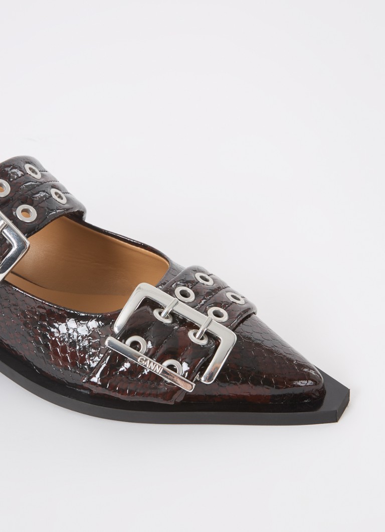 Ganni leather slingback with snakeskin print