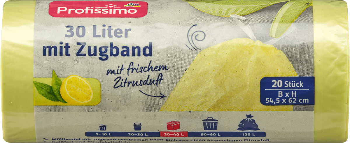 Müllbeutel 30 l mit Zugband & Zitrusduft, 20 St