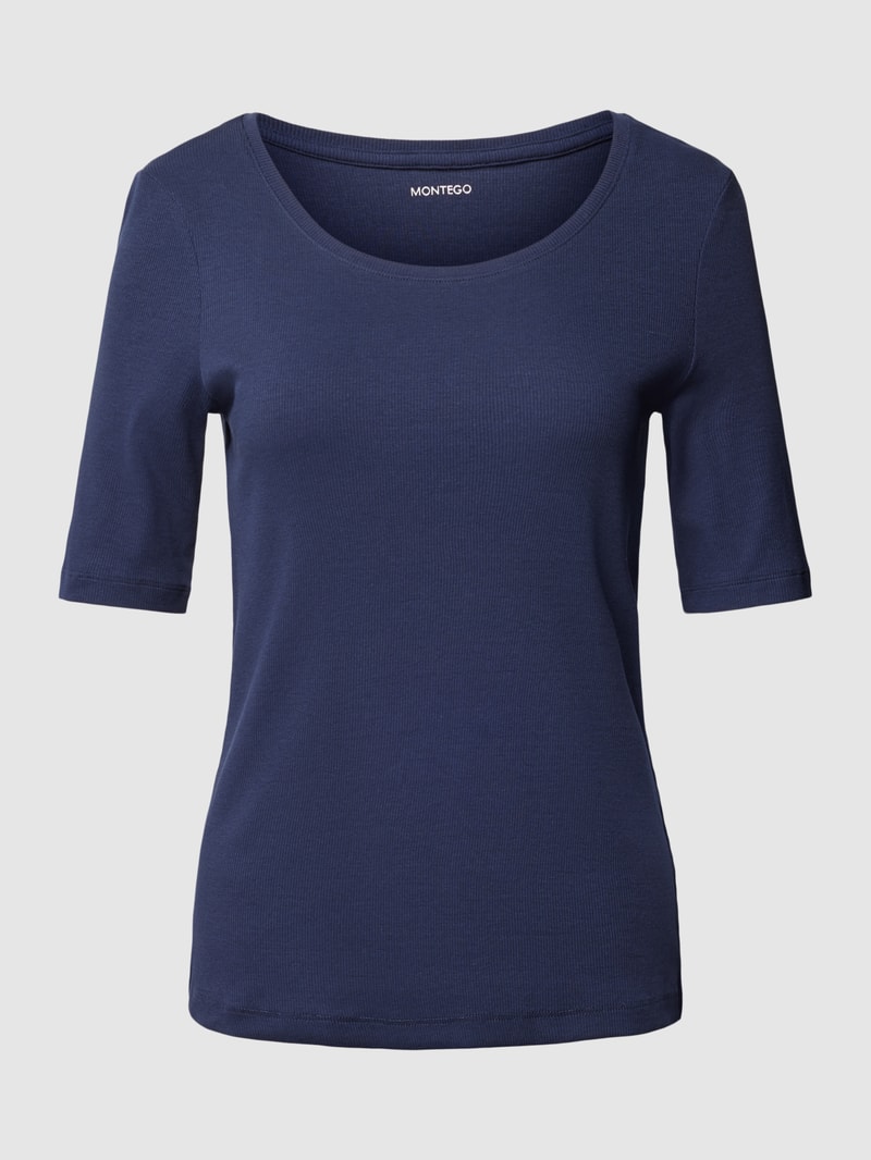 T-Shirt mit Rundhalsausschnitt Modell 'Mila' in dunkelblau