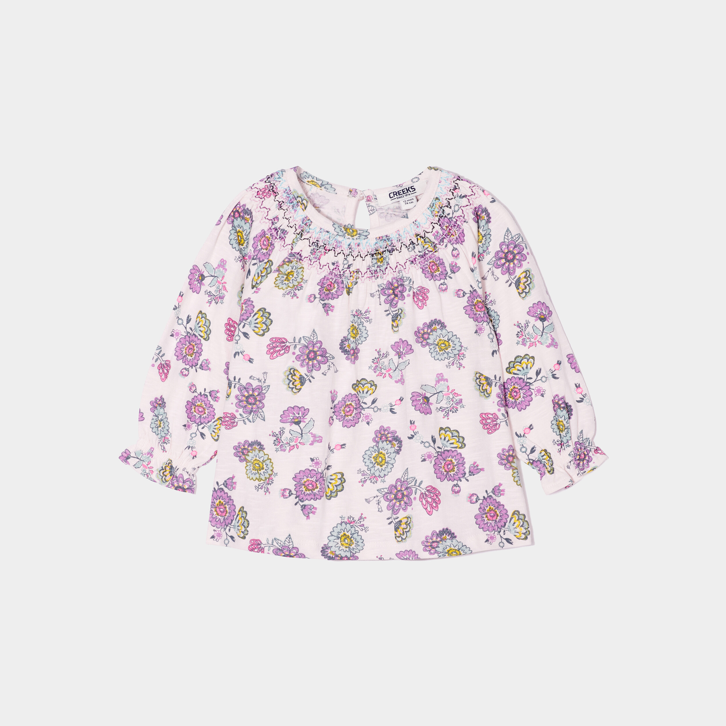 T-shirt col smocké Creeks rose pastel bébé fille | La Halle