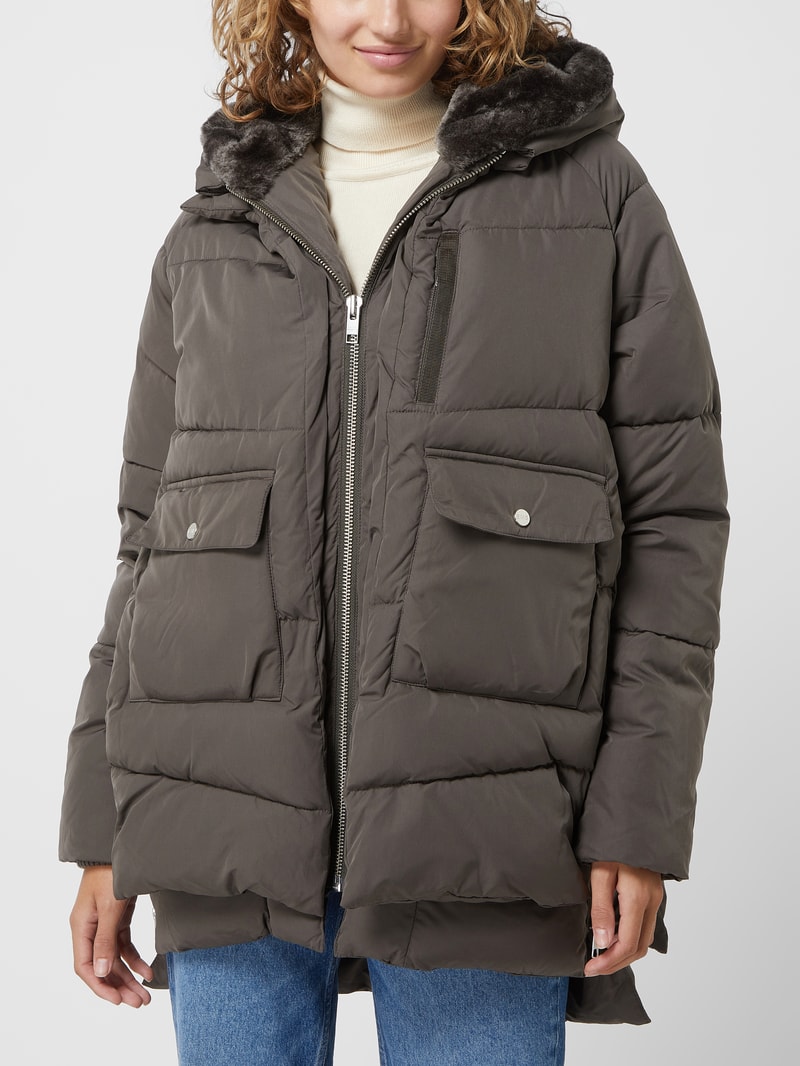Steppjacke mit Pattentaschen Modell 'LYNDON' in dunkelgrün