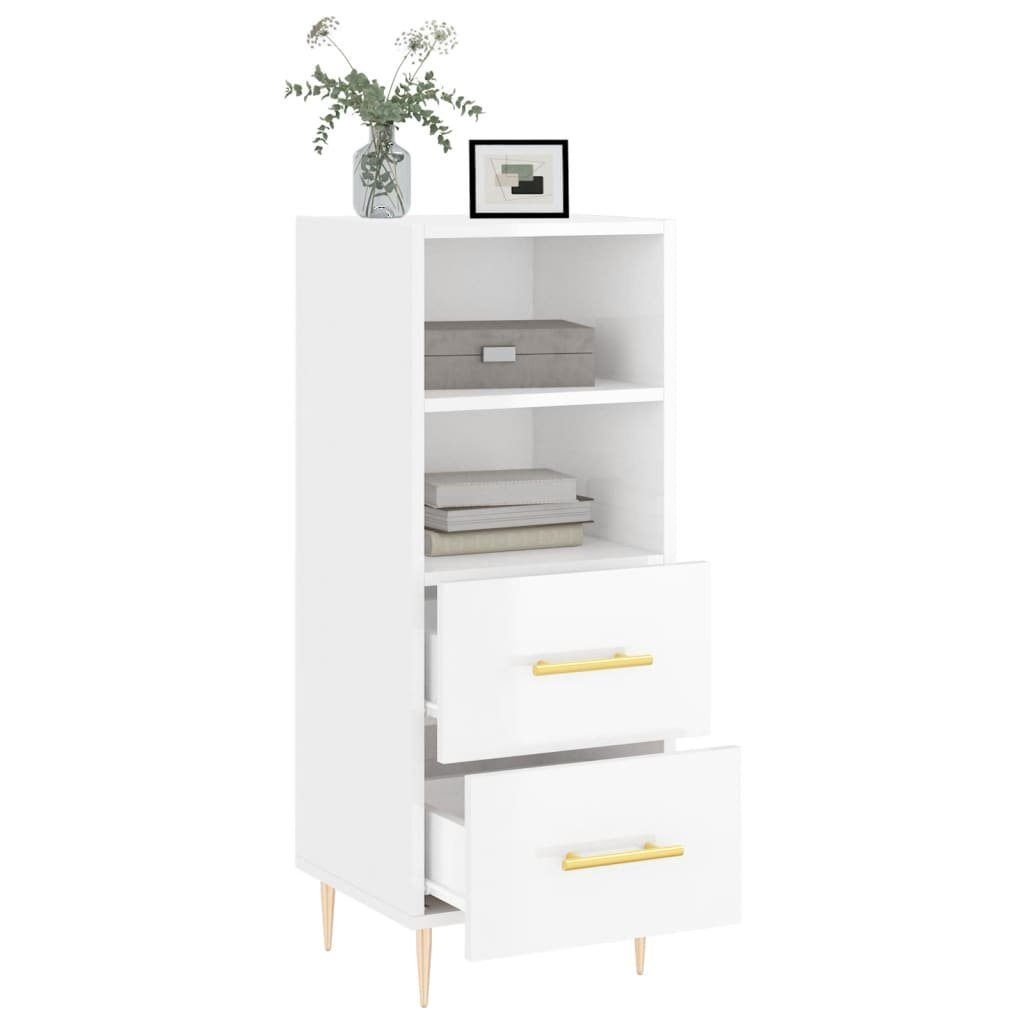 vidaXL Sideboard Sideboard Hochglanz-Weiß 34,5x34x90 cm Holzwerkstoff (1 St)