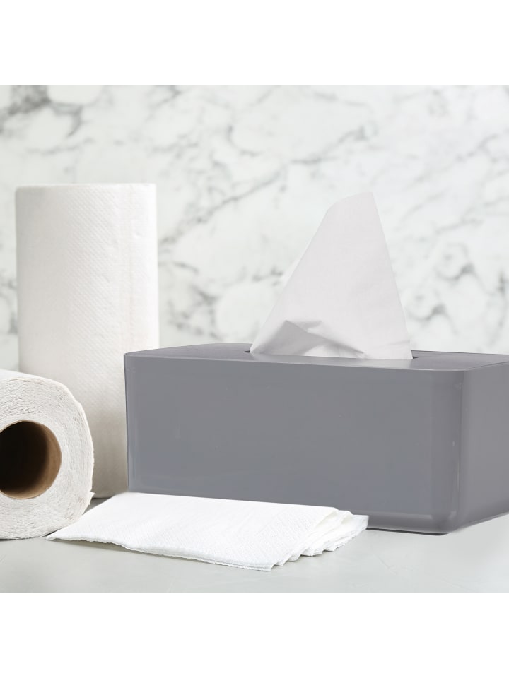 relaxdays Tücherbox in Grau - (B)23 x (H)10 x (T)13 cm günstig kaufen onesize