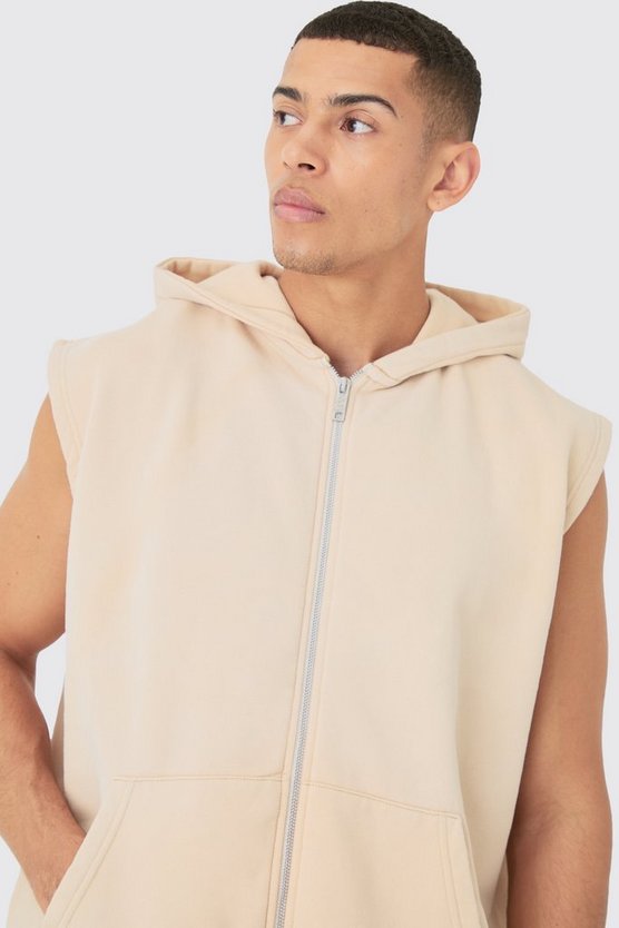 Ärmelloser Oversize Hoodie mit Reißverschluss