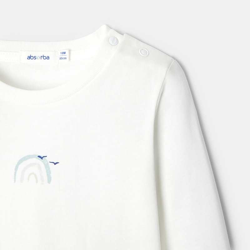 T-shirt en coton bio blanc bébé garçon Absorba