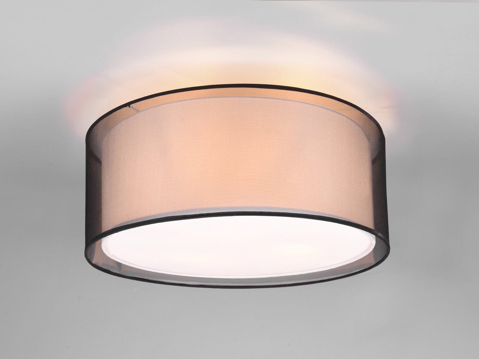 meineWunschleuchte LED Deckenleuchte, Dimmfunktion, LED wechselbar, Warmweiß, Design-er Lampe mit Stoff Lampen-schirm, Treppenhaus & Galerie Ø 50cm