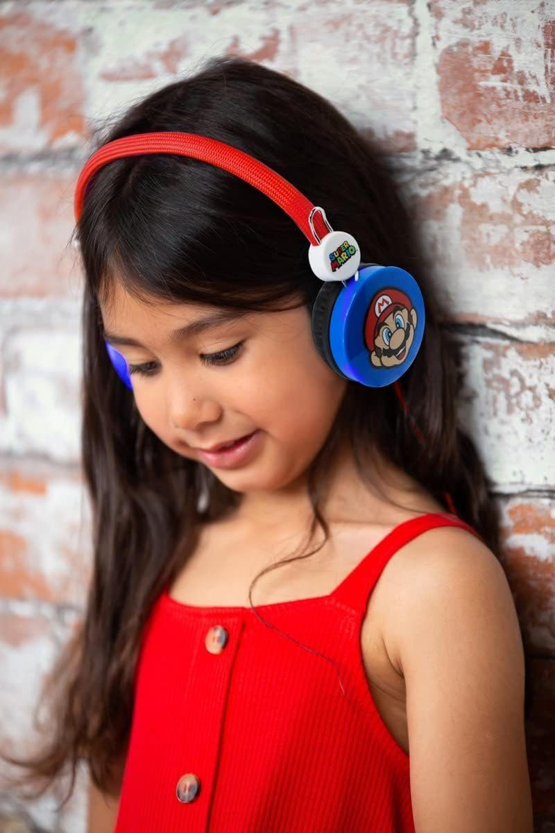 OTL Super Mario Stereo Headset für Kinder mit Lautstärkebegrenzung Kinder-Kopfhörer (max 85 DB) und verstellbarem Kopfband)
