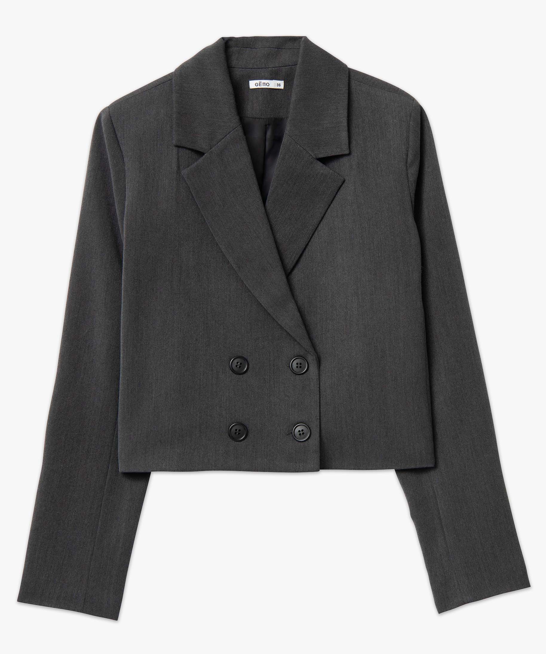 Veste femme coupe courte fermeture croisée gris | GEMO