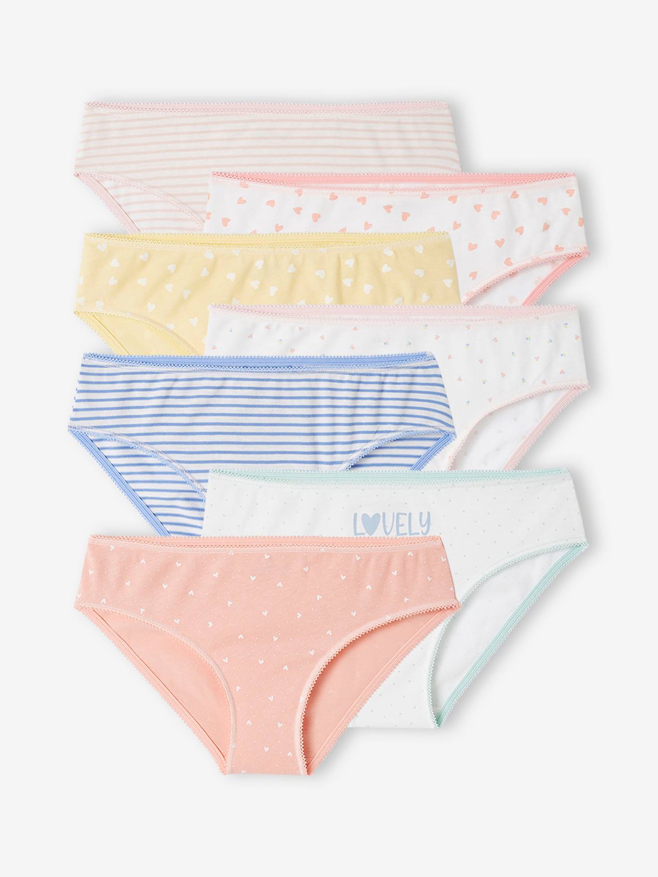 Lot de 7 culottes fille fantaisie BASICS écru